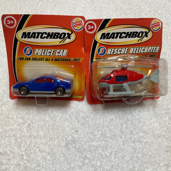 Vintage Matchbox Police Car & Rescue Helicopter Toys - Picture 1 of 4
